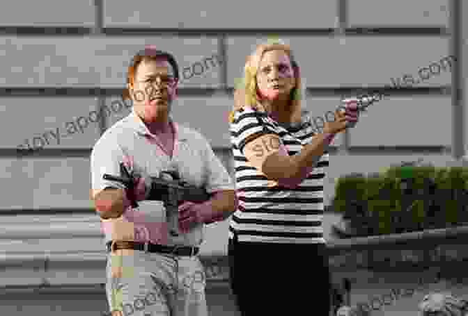 A Man And A Woman Holding Guns Stand In Front Of A Bank Bank Shot (The Sledge Walker 1)