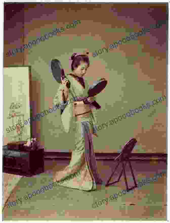 A Young Woman In A Kimono, Standing In Front Of A Mirror, Getting Ready For A Performance. OnoSakurako Silent Actress: Rehearsal Backstage