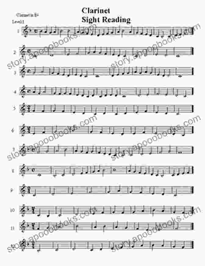 Sample Page Of Clarinet Sight Reading Exercises 300 Progressive Sight Reading Exercises For Clarinet Large Print Version: Part Two Of Two Exercises 151 300