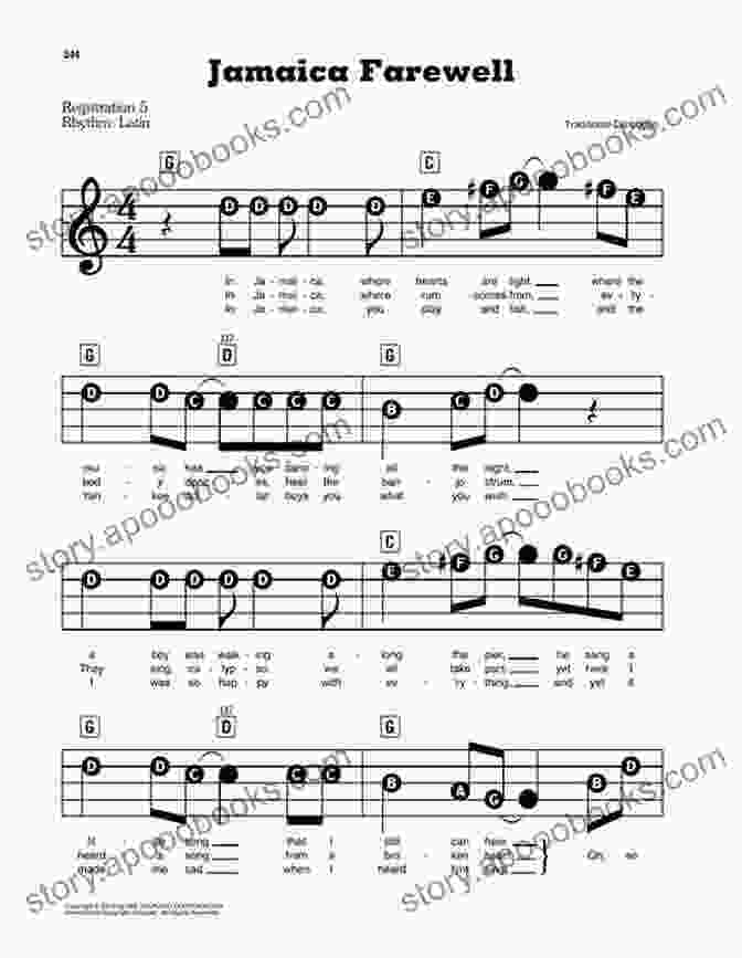 Sheet Music Excerpt Of 'Jamaica Giamaica' With Animated Notes Dancing Around Italian Song Jamaica (Giamaica) Piano Sheet Music For Children Special Musical Edition For Kids (Italian Music Collection Arranged For Piano 7)