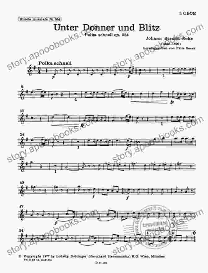 Unter Donner Und Blitz Saxophone Quartet Andante Tranquillo Score Excerpt Unter Donner Und Blitz Saxophone Quartet Score Parts: Thunder And Lightning Polka Op 324